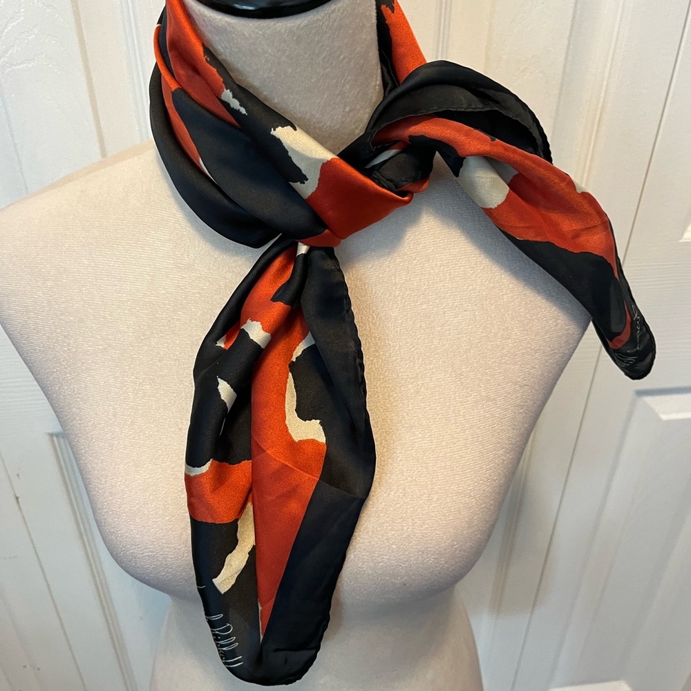 Joseph Ribkoff Elegant Black and Red Silk Scarf